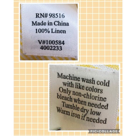 Coldwater Creek 100% Linen Yellow White Stripe 3/4 Sleeve  Blouse Small - Picture 6 of 6